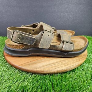 Birkenstock Milano CT Sandal Mens Size 12 Brown Oiled Leather Buckle Sling Back